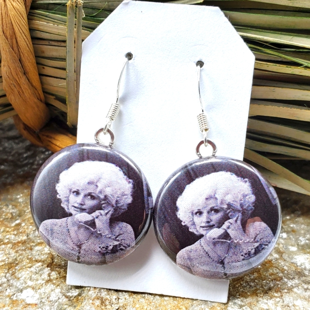 Dolly Parton Earrings Black & White Telephone Vintage Dolly Country Rust…
